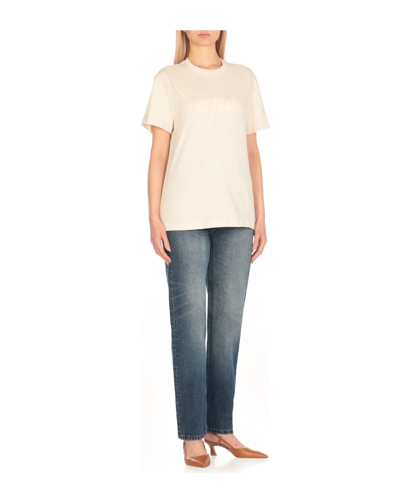 A.P.C. T-shirt With Logo - NEUTRALS