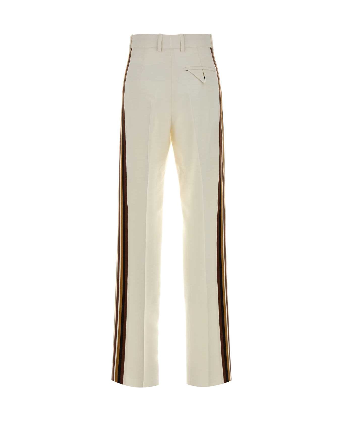 Bottega Veneta White Viscose Blend Pant - PECANCARAMEL