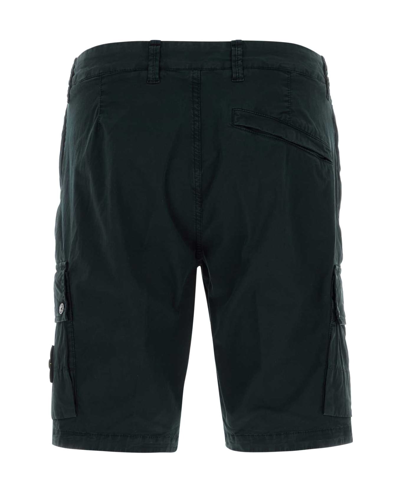 Stone Island Black Stretch Cotton Bermuda Shorts - BLACK