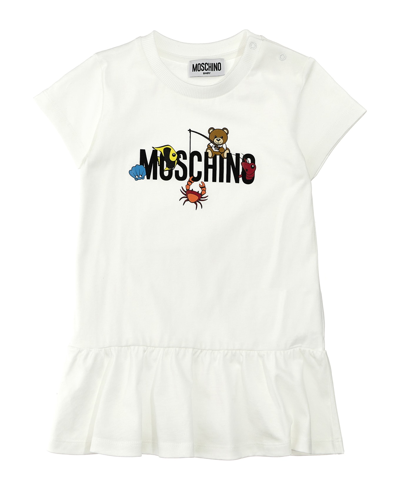 Moschino Logo Print Dress - White ワンピース＆ドレス
