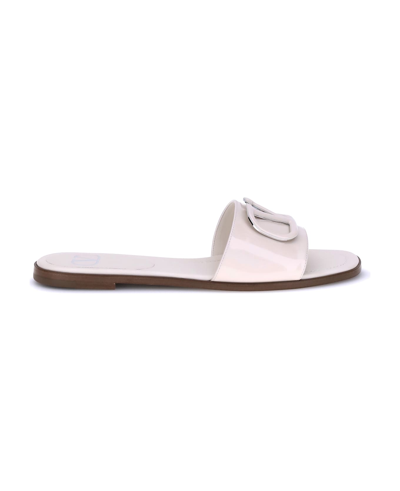 Valentino Garavani Patent Leathe Vlogo Slide Sandals