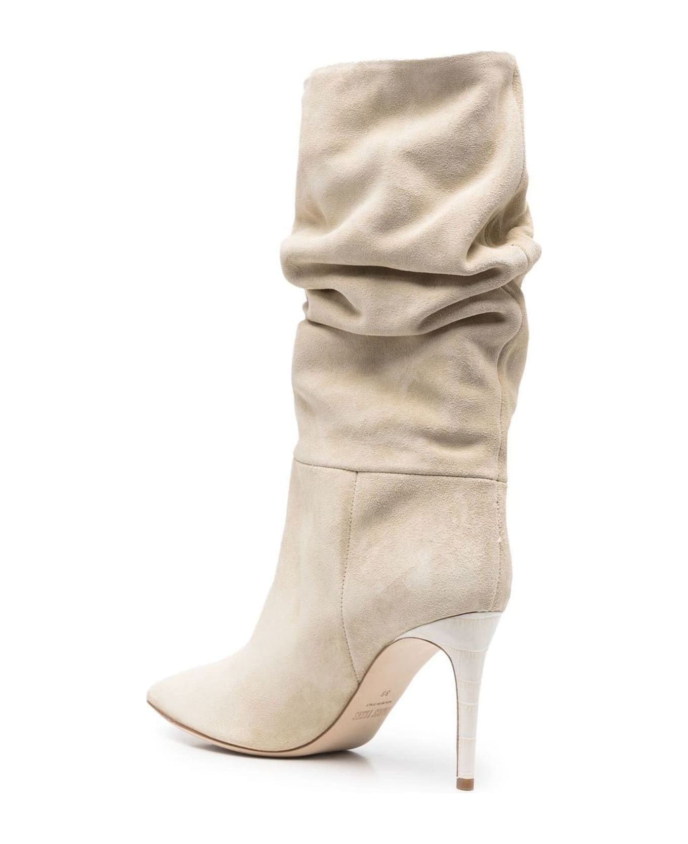 Paris Texas Beige Calf Leather Suede Ankle Boots - Beige