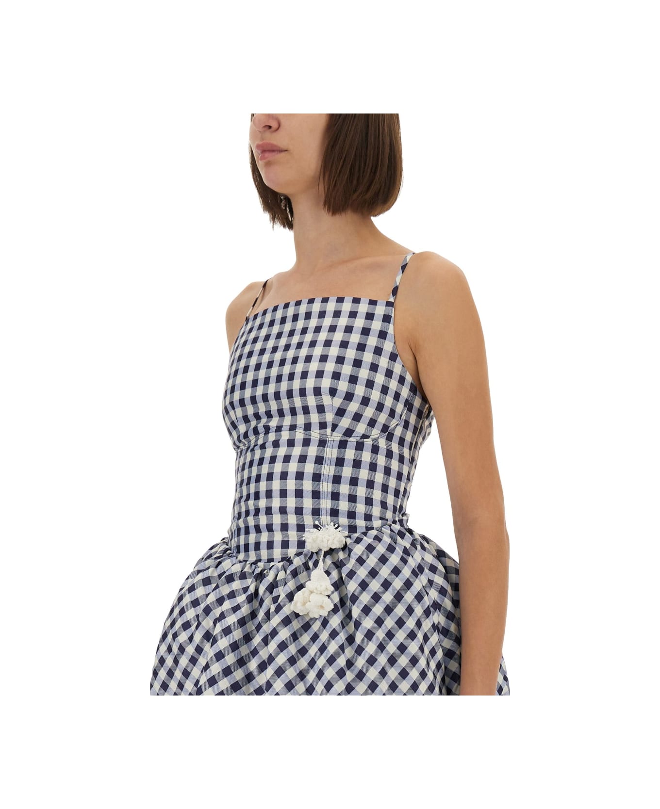 self-portrait Checkered Taffeta Mini Dress - BLUE ワンピース＆ドレス