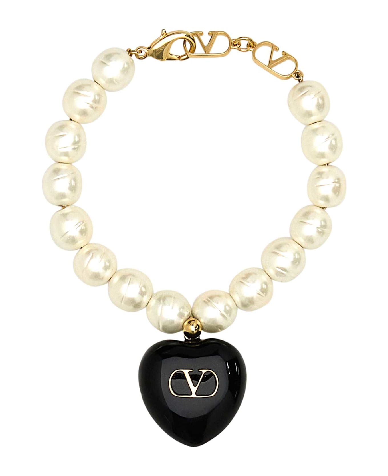 Valentino Garavani Ivory Pearls Coeur Royal Bracelet - ORONEROCREAM