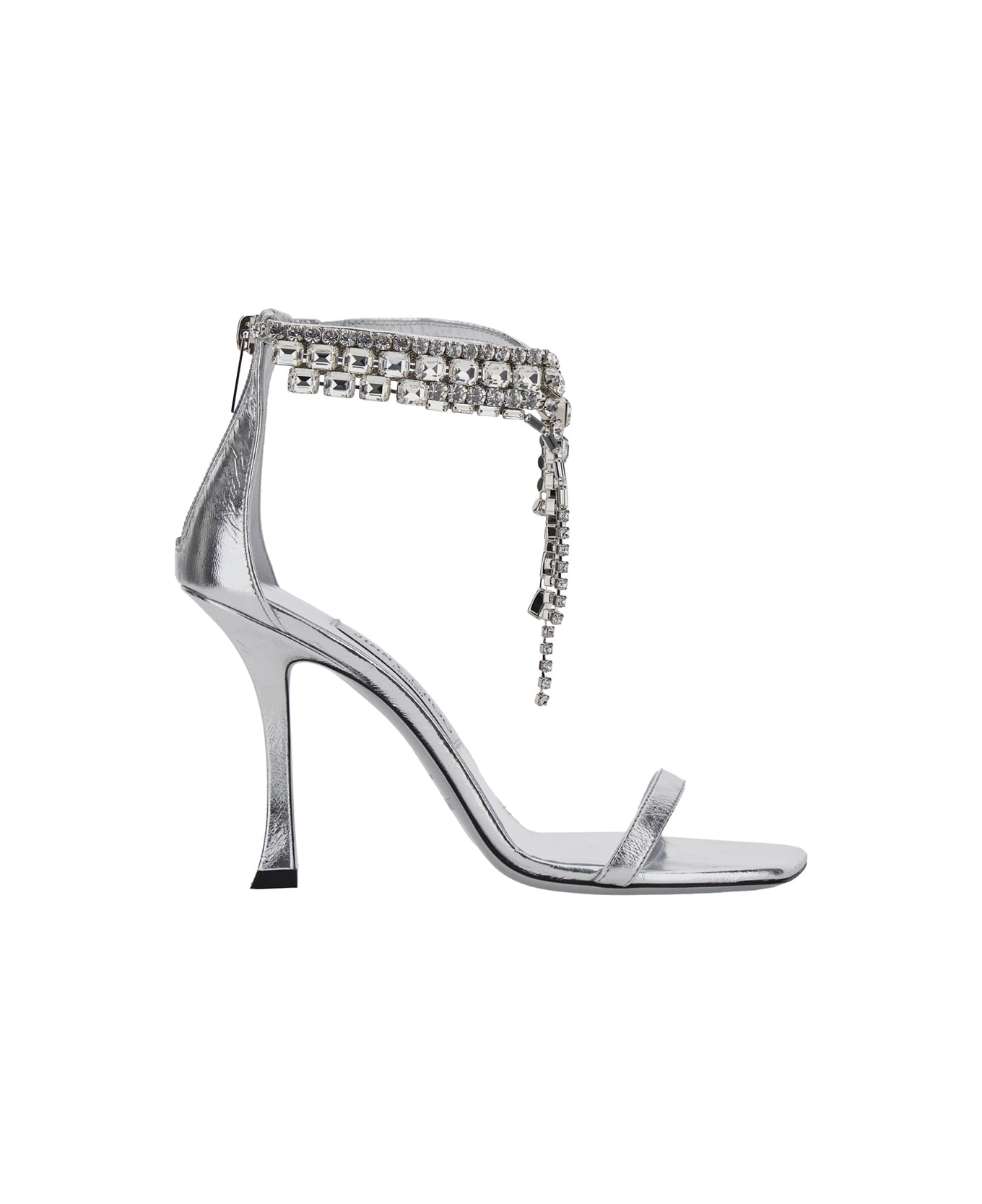 Jimmy Choo 
verity
 Metallic Sandals With High Stiletto Heel In Leather And Crystal Woman - Metallic