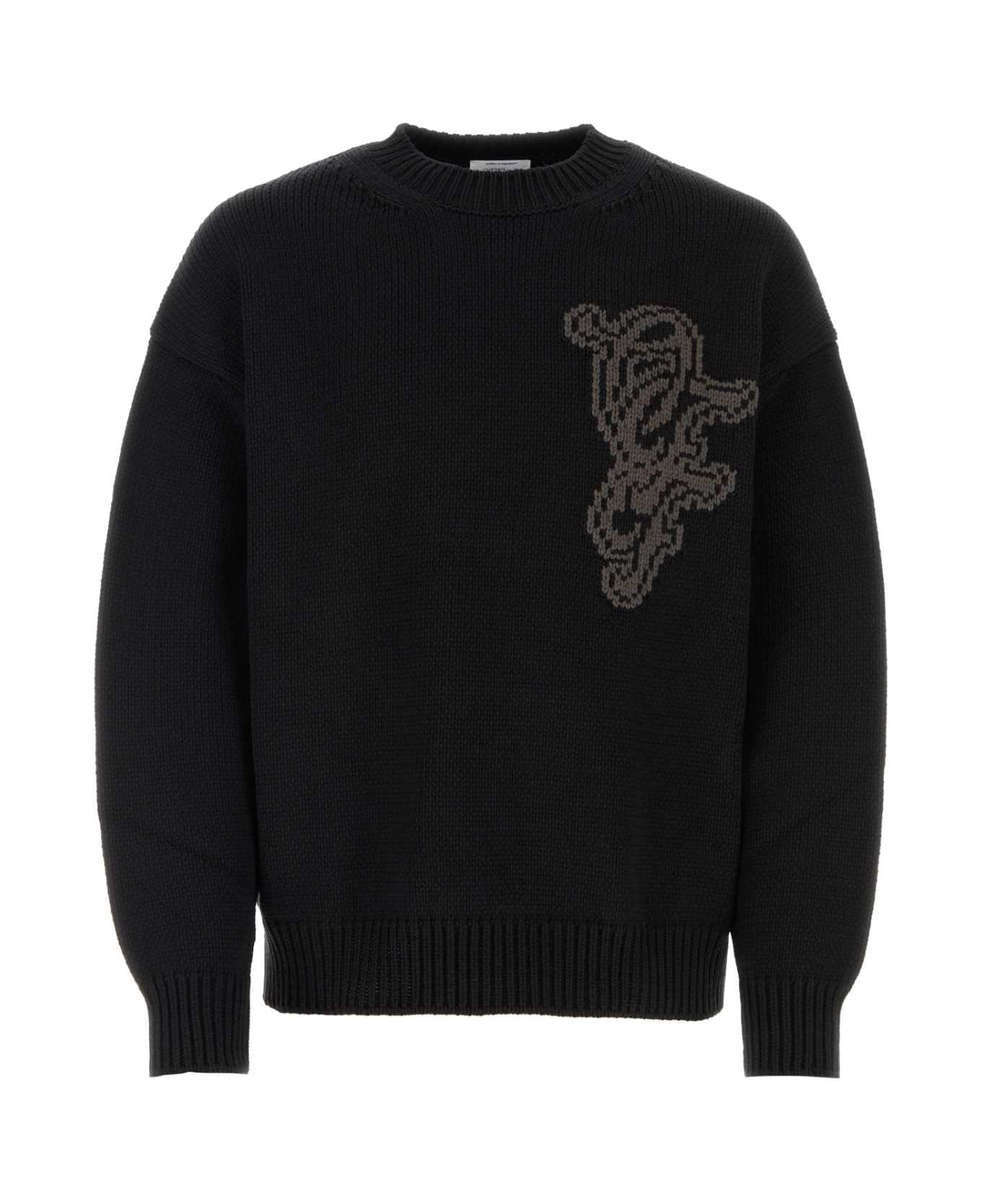 Off-White Black Cotton Blend Oversize Sweater - 1009 ニットウェア