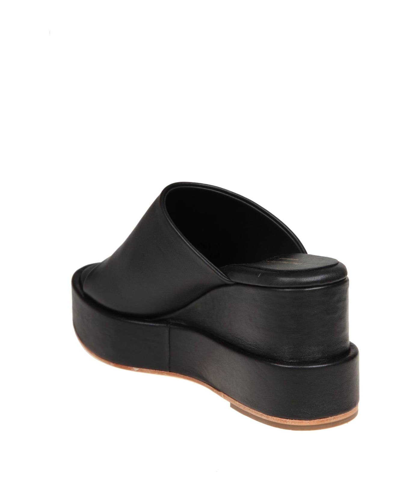 Paloma Barceló Marit Wedge Sandal In Black Leather - Black サンダル
