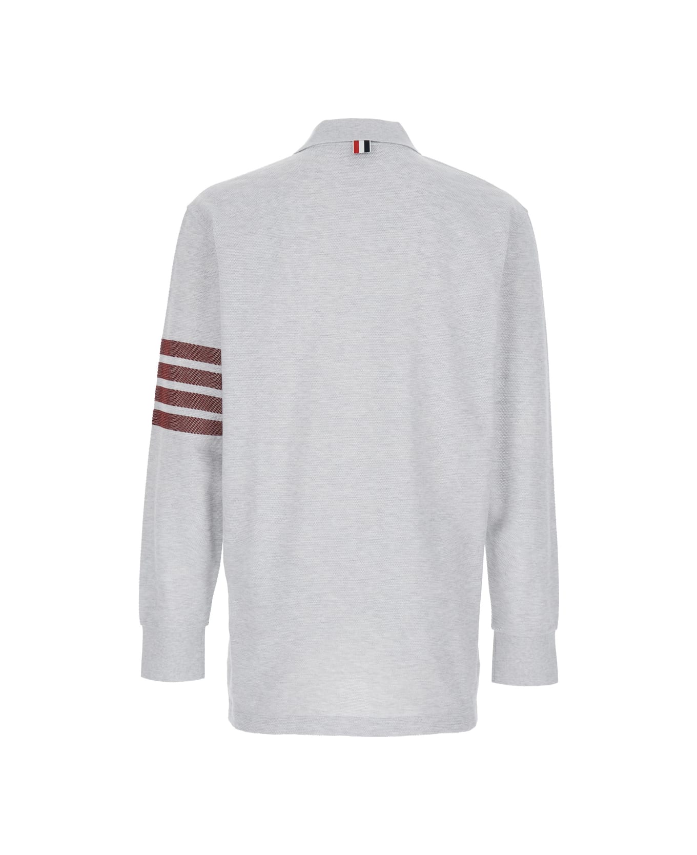 Thom Browne Grey Polo With 4 Bar Detail In Cotton Man - Grey