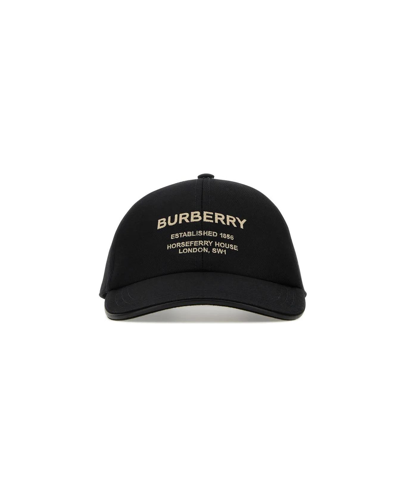 Burberry Black Cotton Baseball Cap - Black