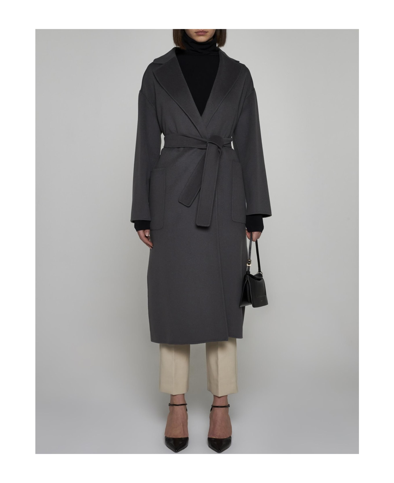 'S Max Mara Nina Belted Wool Coat - GREY コート