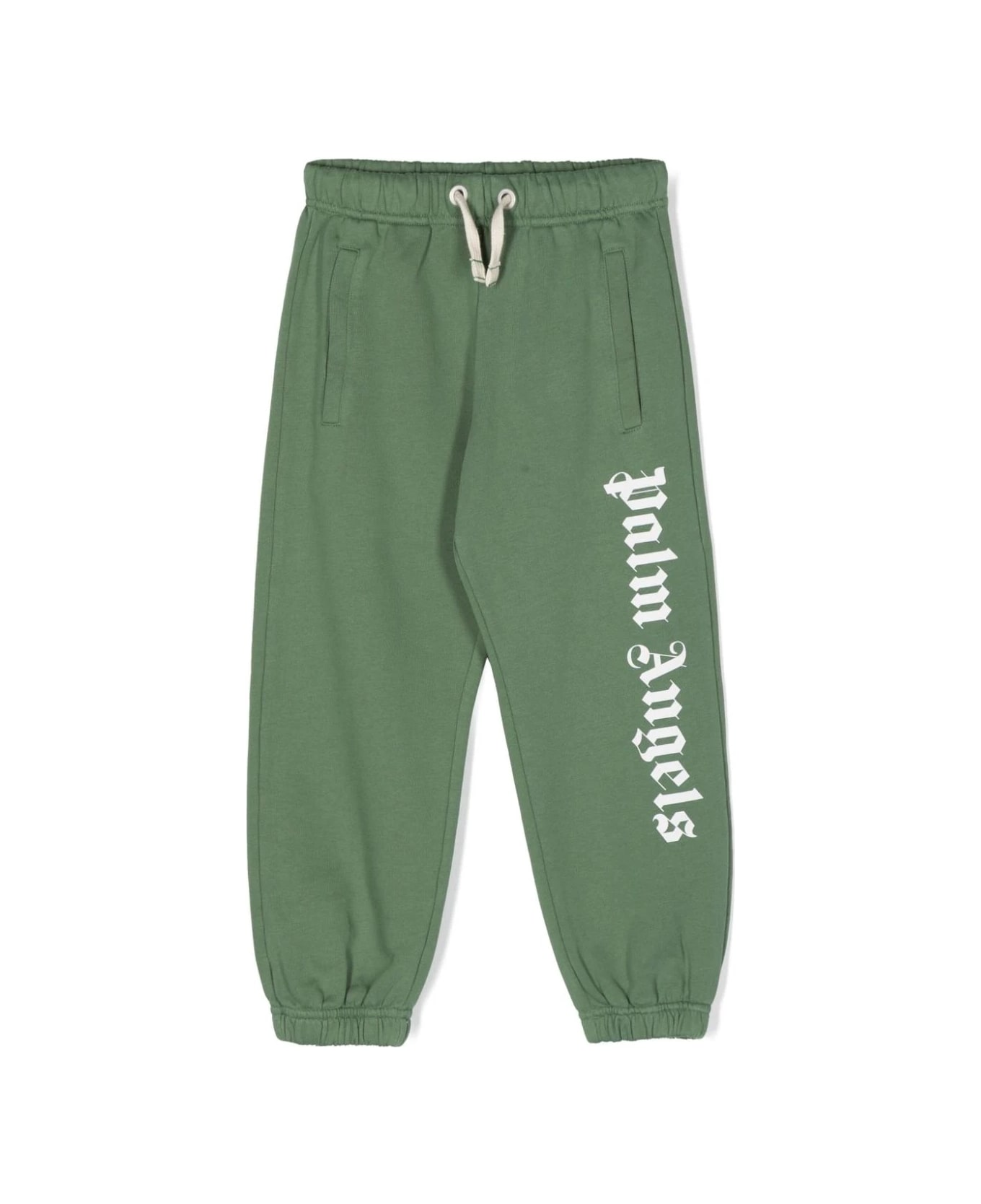 Palm Angels Green Joggers With Logo - Green ボトムス