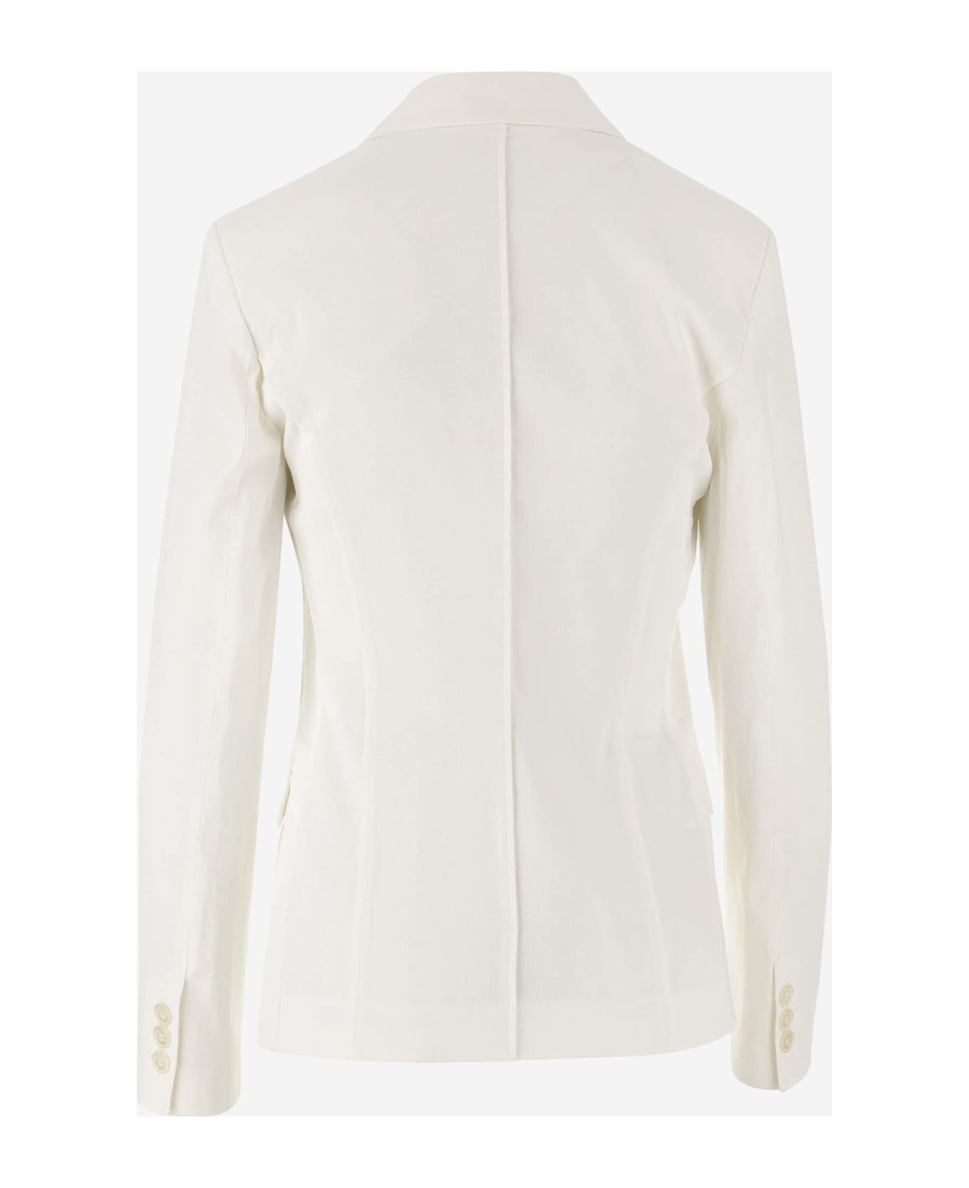 Pinko Linen And Viscose Blend Single-breasted Jacket - White
