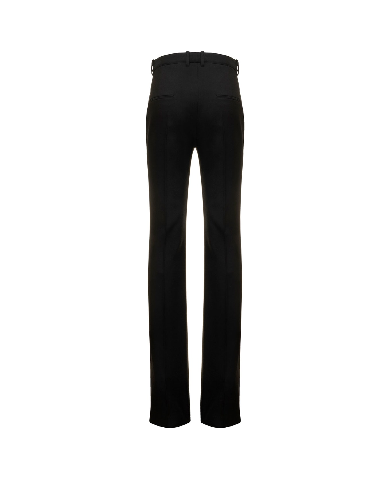 Saint Laurent Black Slim High Waisted Pants In Wool Woman - Black ボトムス