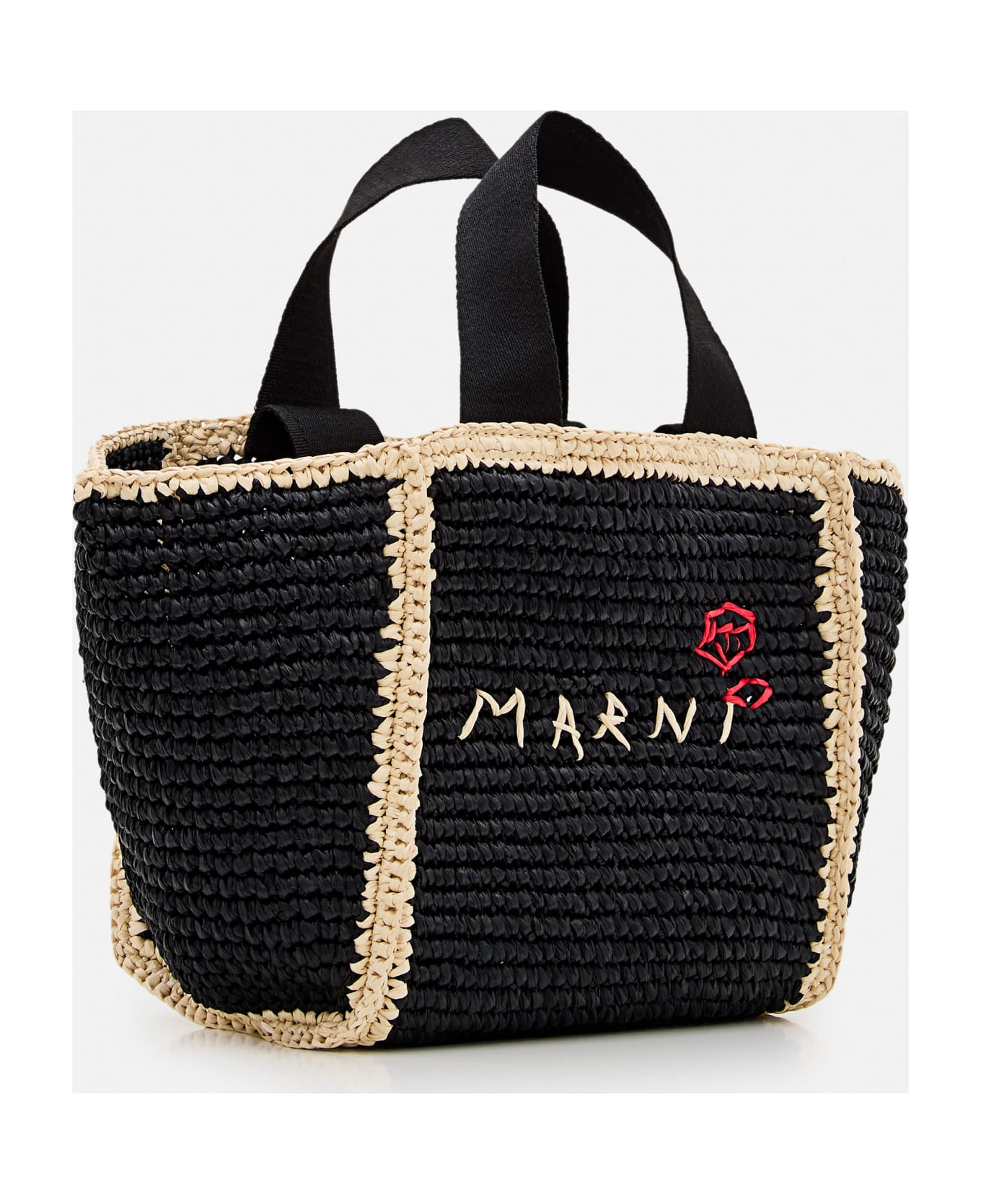 Marni Small Raffia Shopping Bag - Black ショルダーバッグ