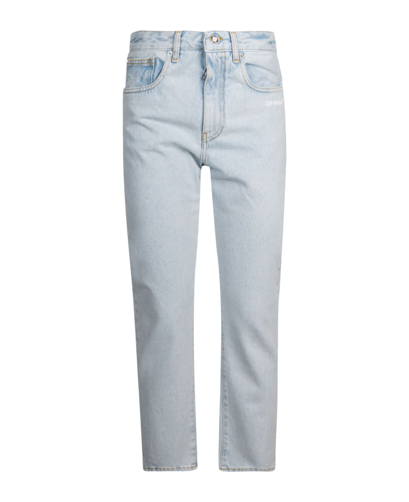 Off-White Diag Straight Leg Jeans - Light Blue/White