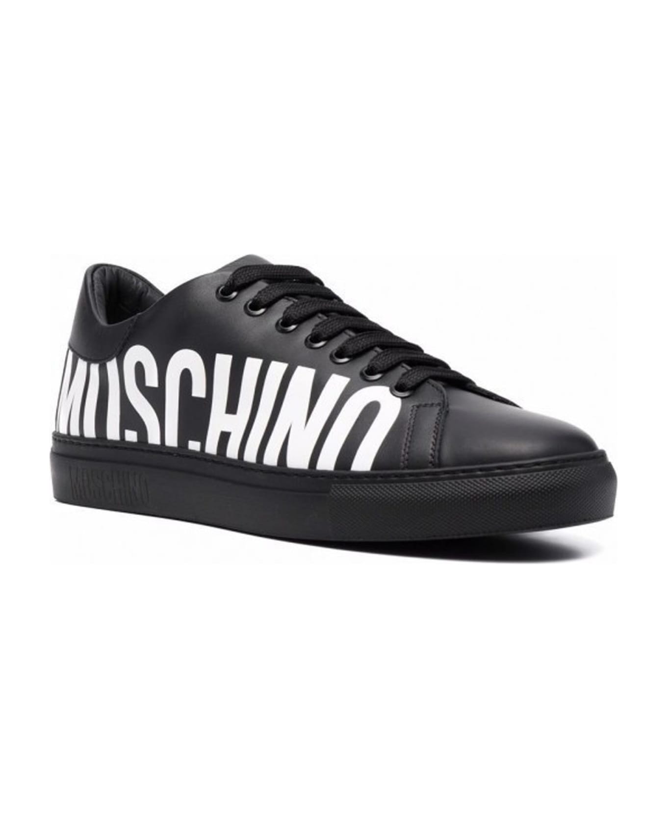 Moschino Couture Logo Leather Sneakers - Black