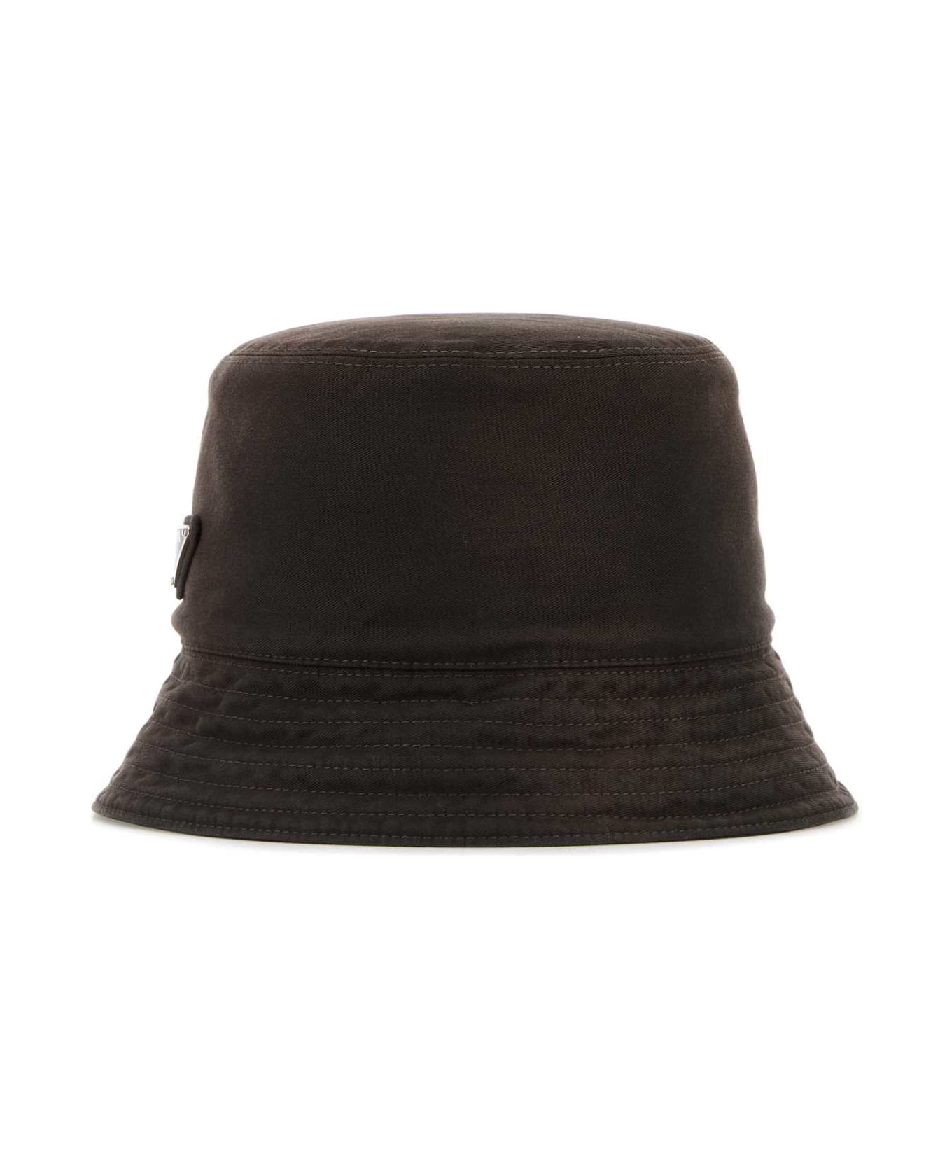 Prada Brown Cotton Bucket Hat - EBANO