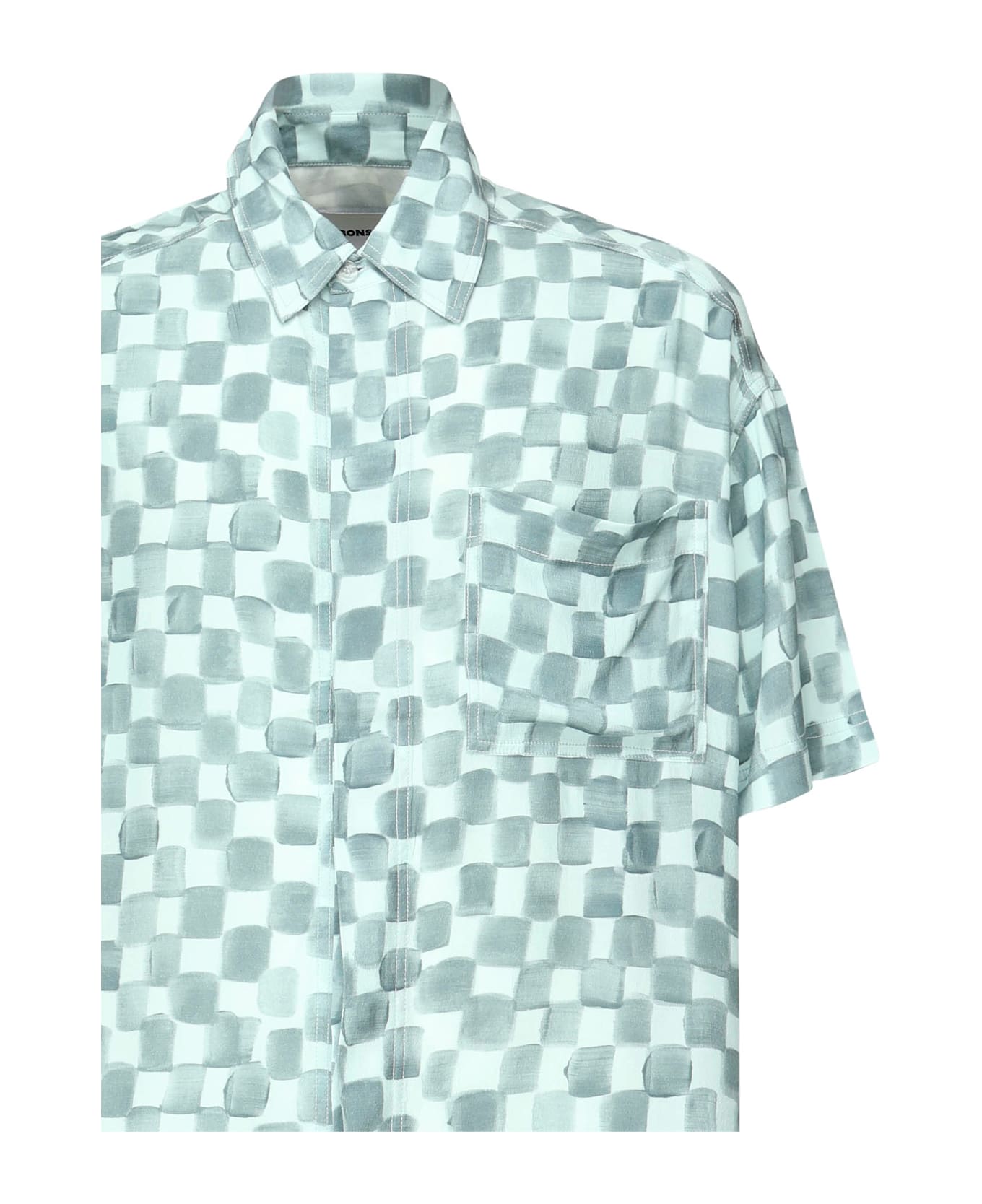 Bonsai Watercolor Cropped Shirt - Stone blue