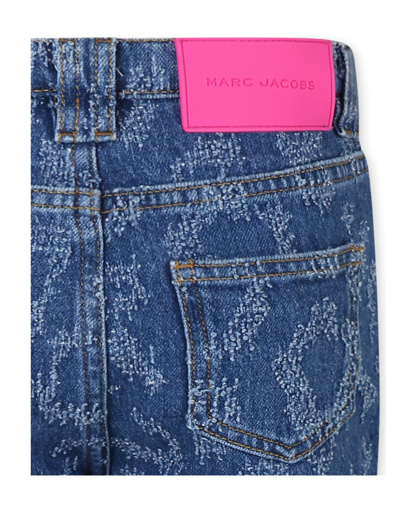 Little Marc Jacobs Blue Jeans For Girl With Leopard Print - Denim