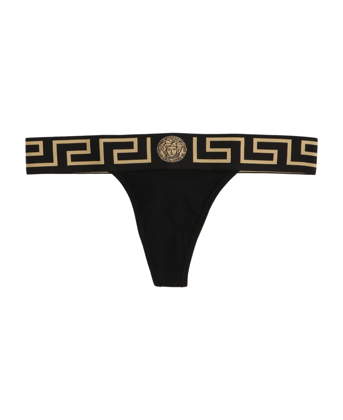 Versace Logo Thongs - Black  