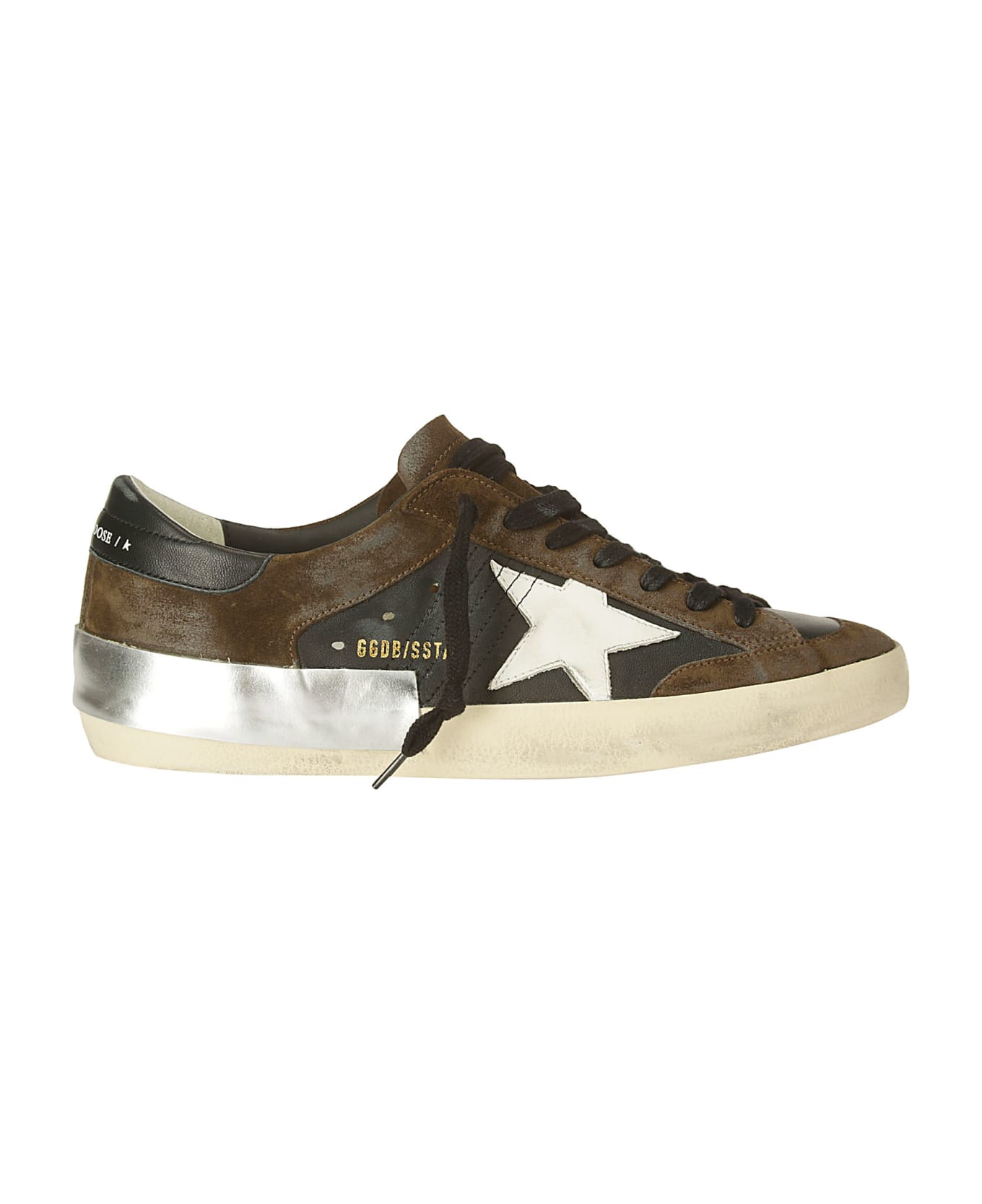 Golden Goose Super Star Lace-up Sneakers - BLACK/BROWN/WHITE