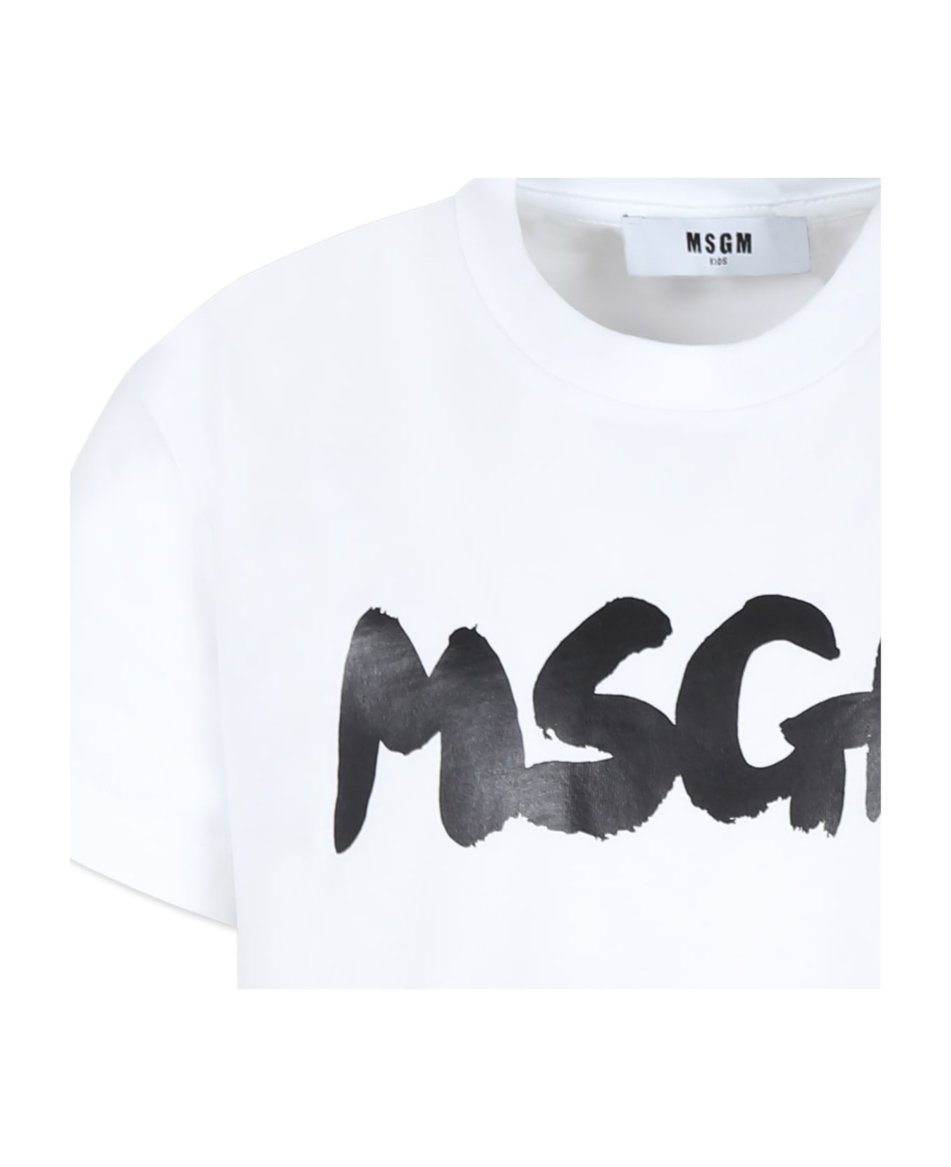 MSGM White T-shirt For Kids With Logo - Bianco