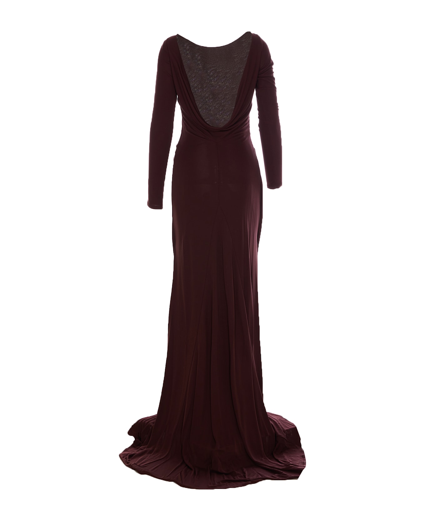 Elisabetta Franchi Red Carpet Dress With Drapes - Brown