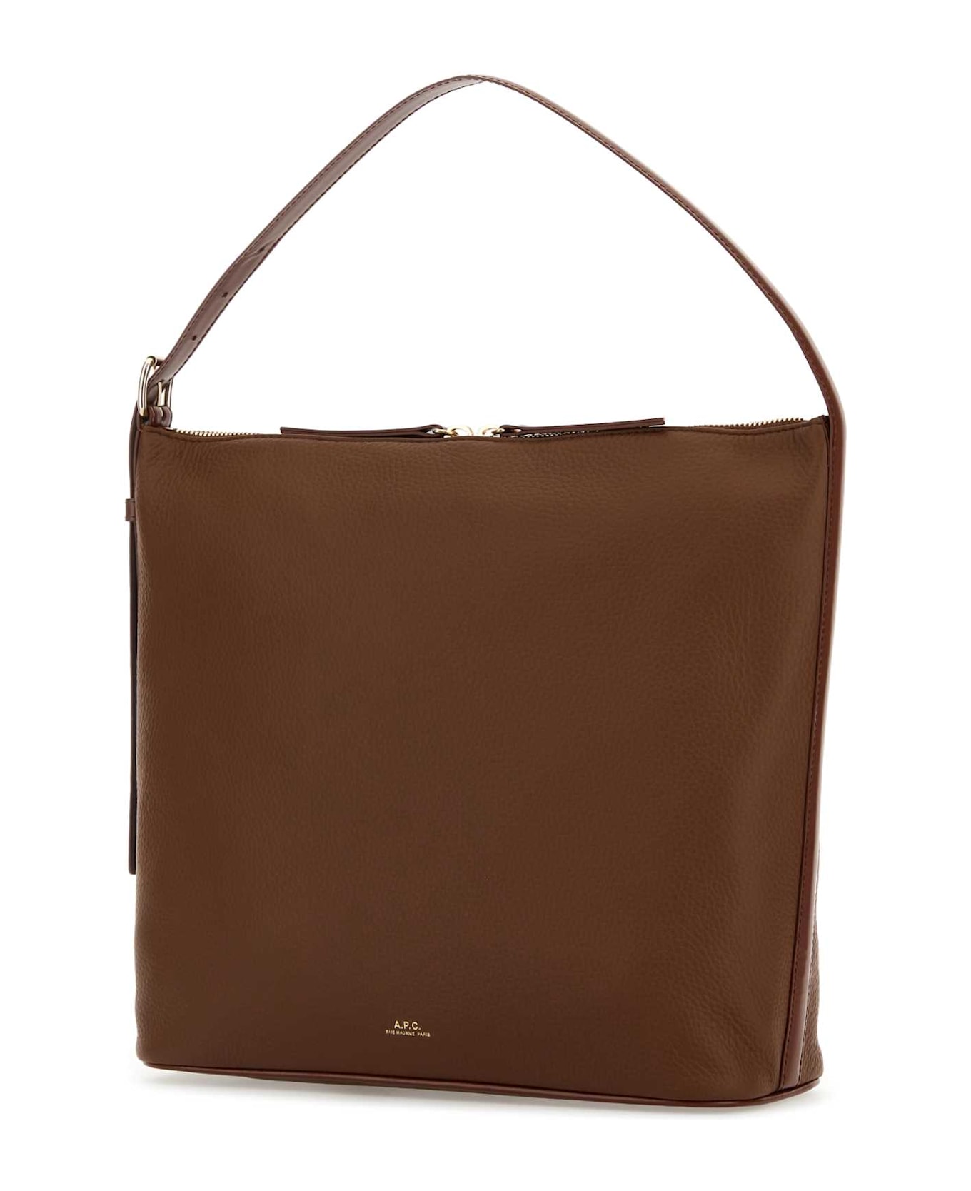 A.P.C. Brown Leather Vera Shoulder Bag - HAZELNUT