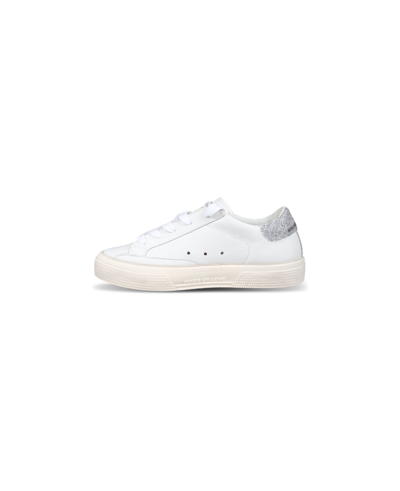 Golden Goose White Suepr Star Sneakers For Girl With Star - White