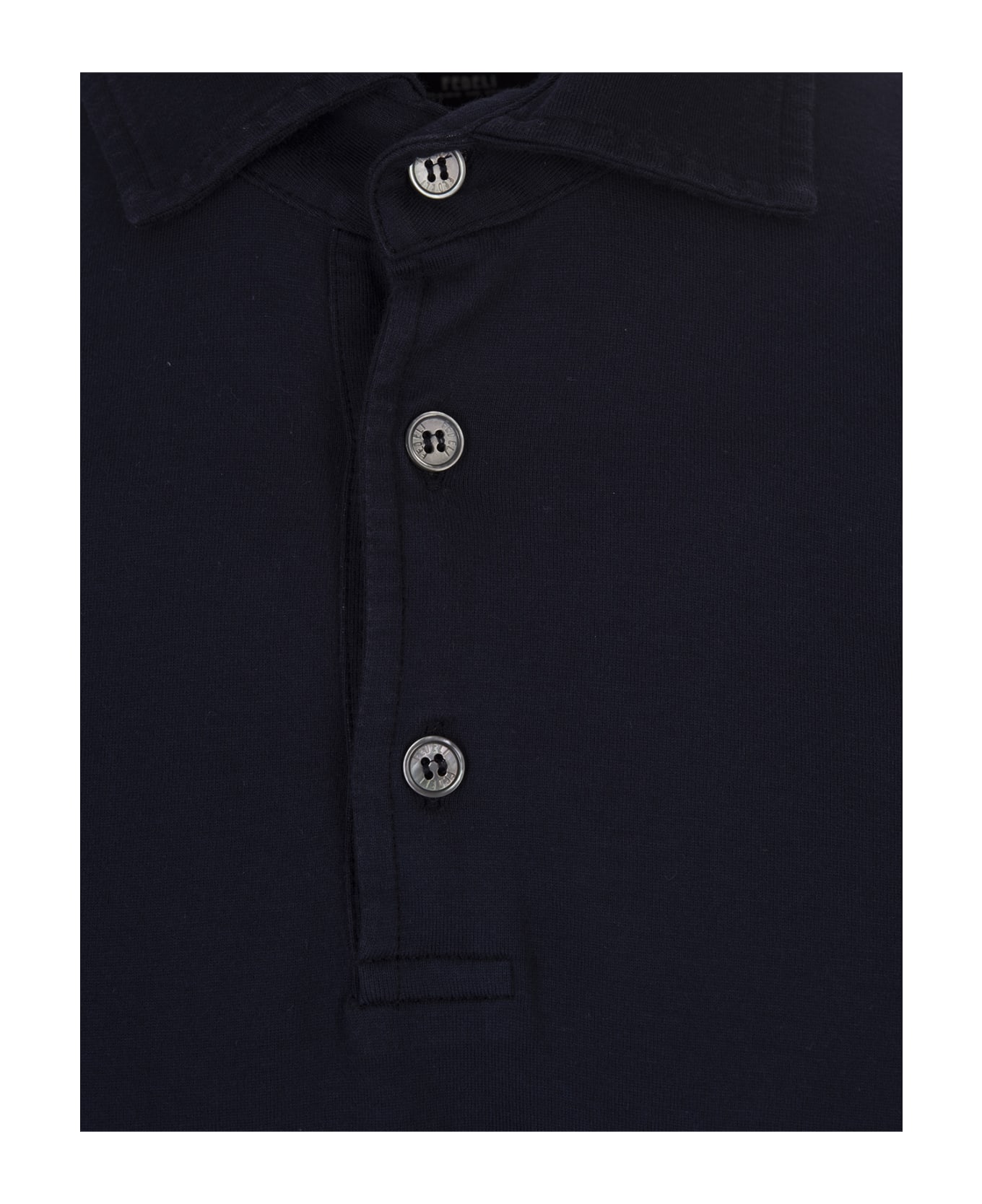 Fedeli Dark Blue Light Cotton Piquet Polo Shirt - Blue ポロシャツ