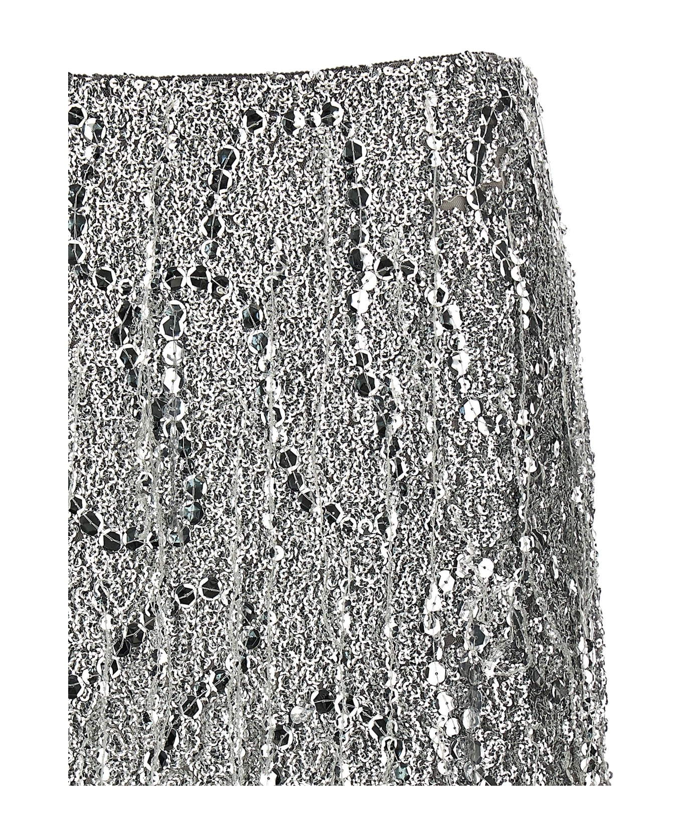 Elisabetta Franchi Sequin Tulle Skirt - Silver