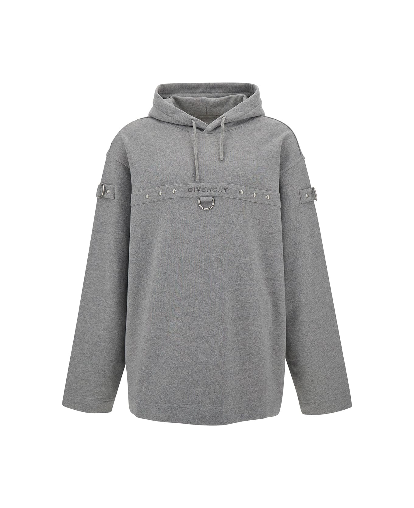 Givenchy effect Hoodie With Logo And Studs - Grey