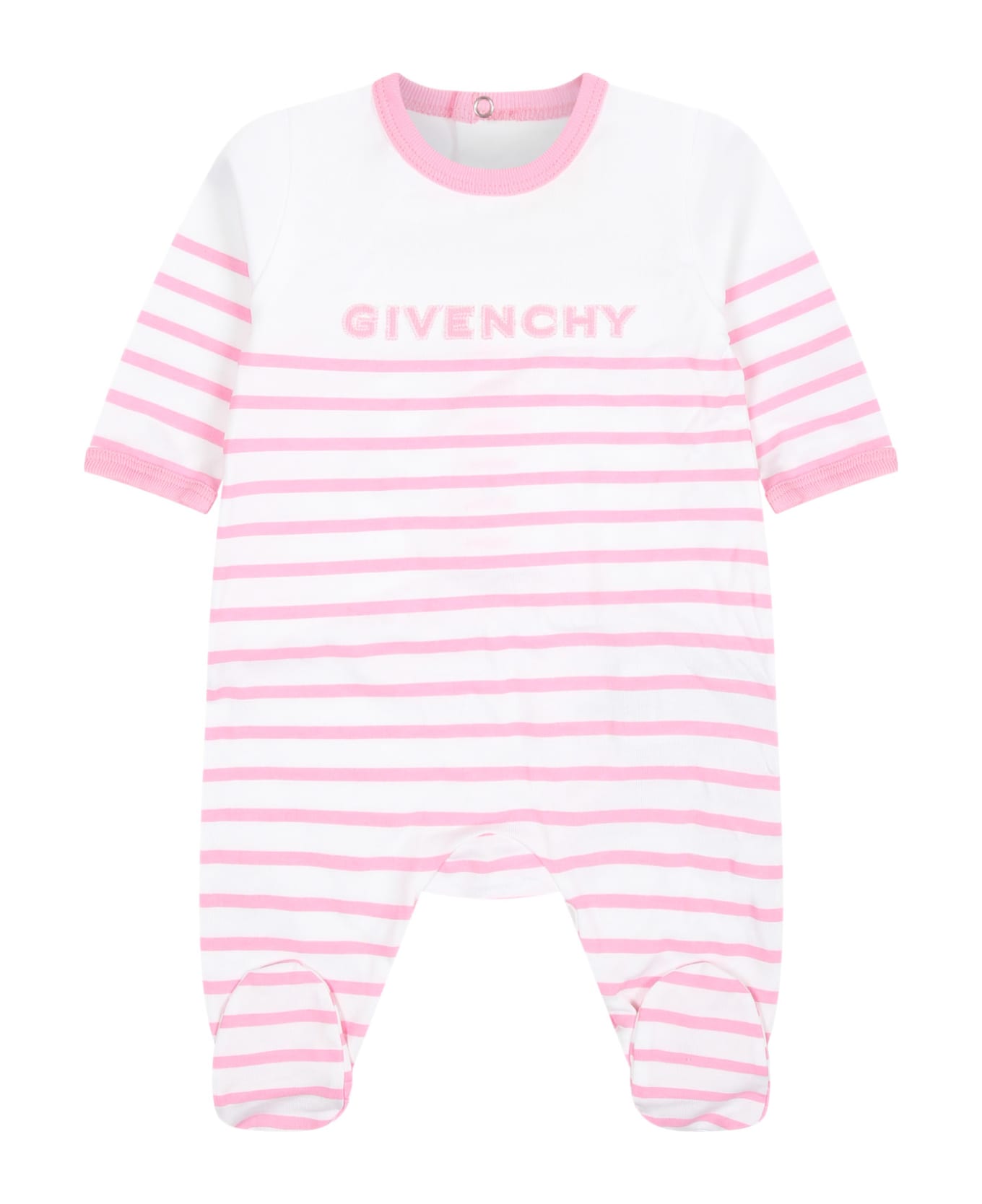 Givenchy Pink Set For Baby Girl With Logo Stripes - Rosa ボディスーツ＆セットアップ