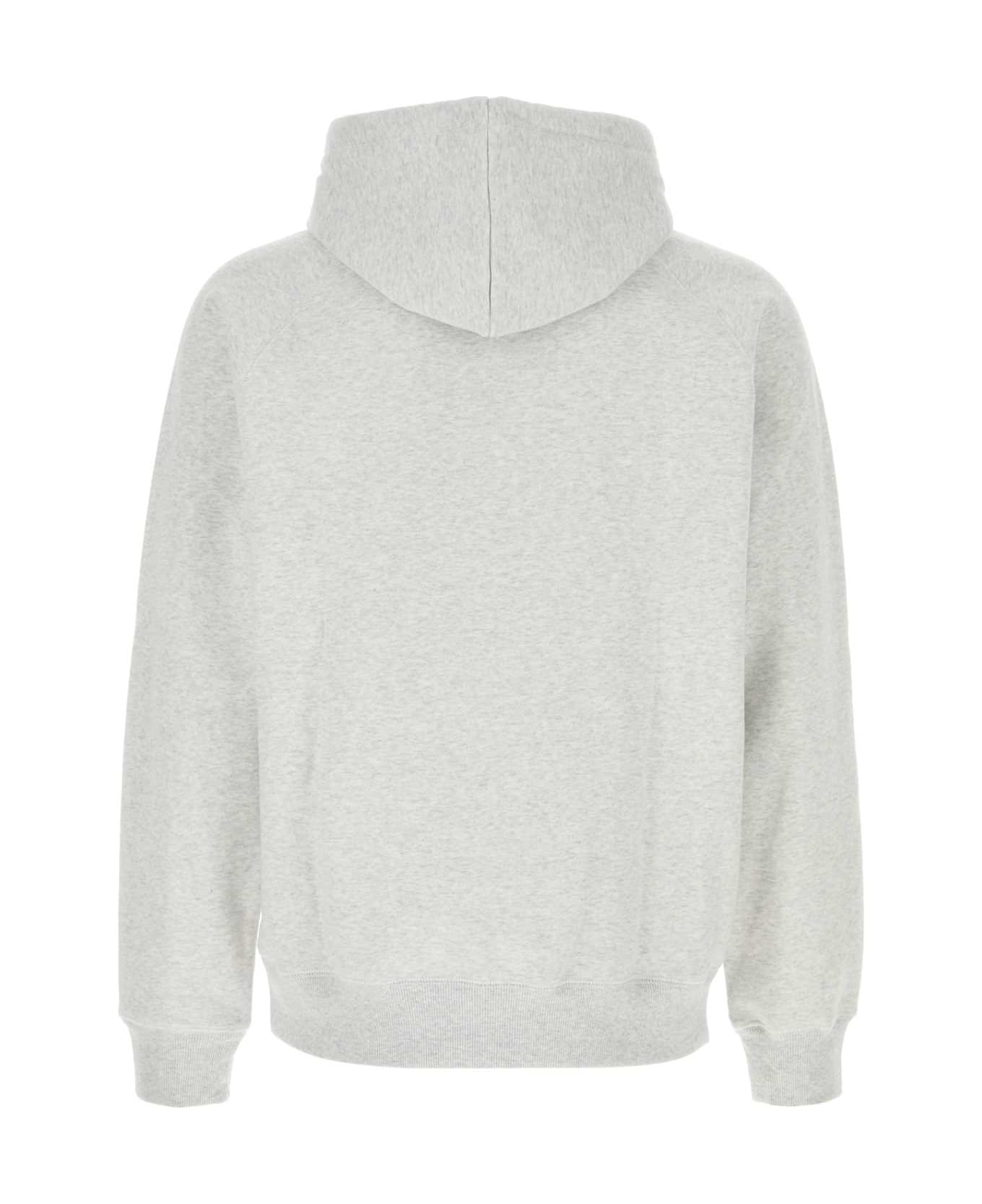 Carhartt Melange Light Grey Cotton Blend Hooded Chase Sweat - ASHHEATHERGOLD