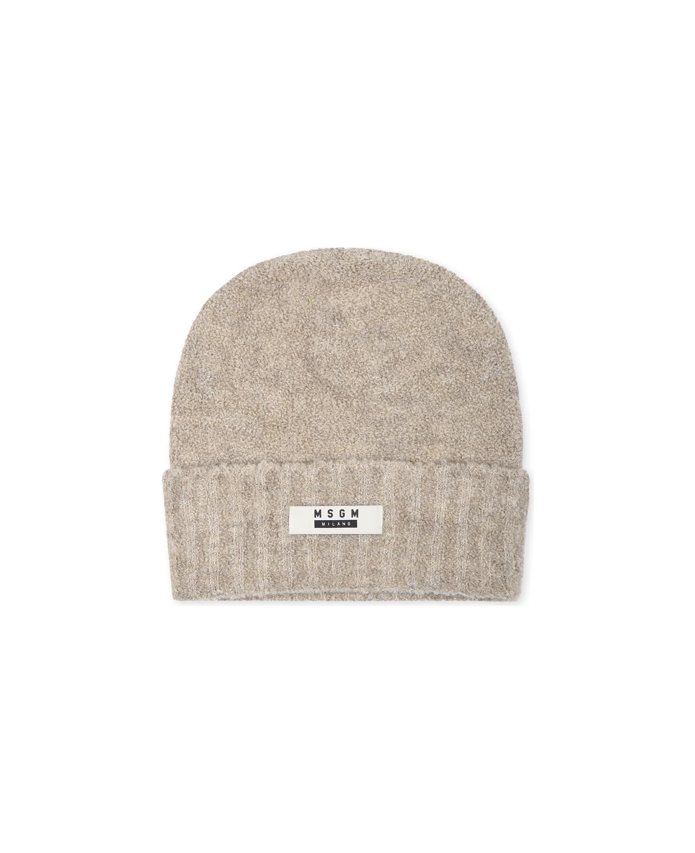 MSGM Beige Hat For Kkids With Logo - Beige