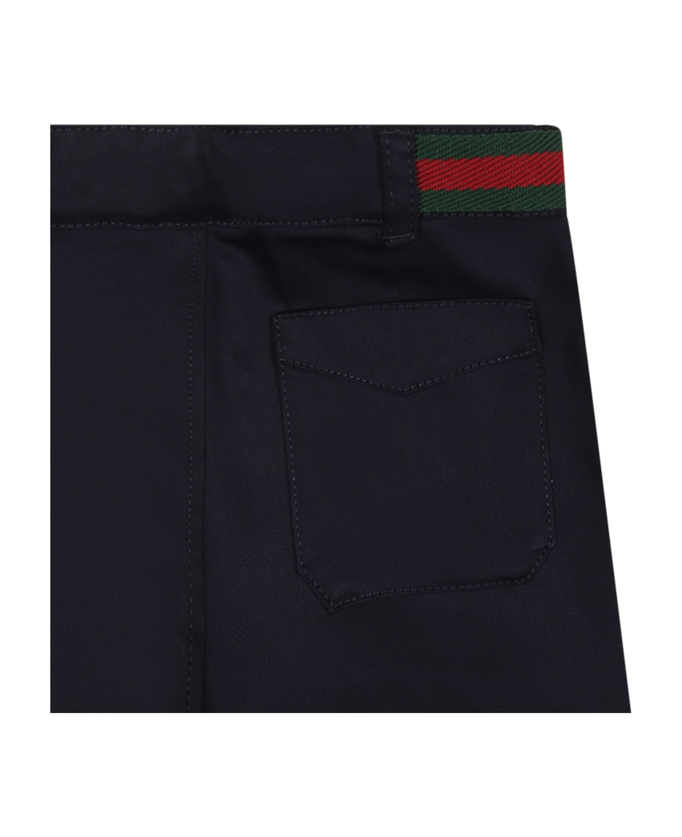Gucci Blue Trousers For Baby Boy With Web Detail - Blue