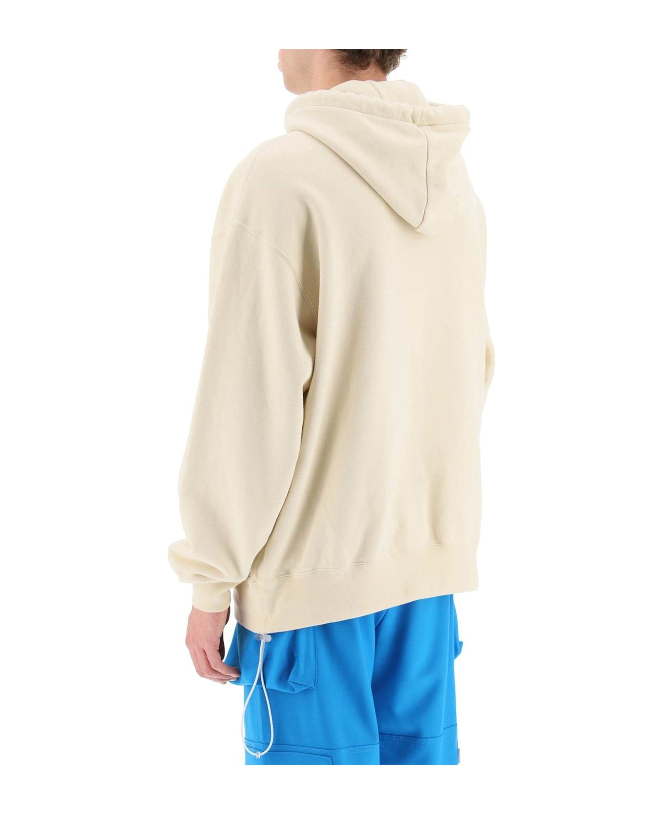 Bonsai Slogan-printed Drawstring Hoodie - White