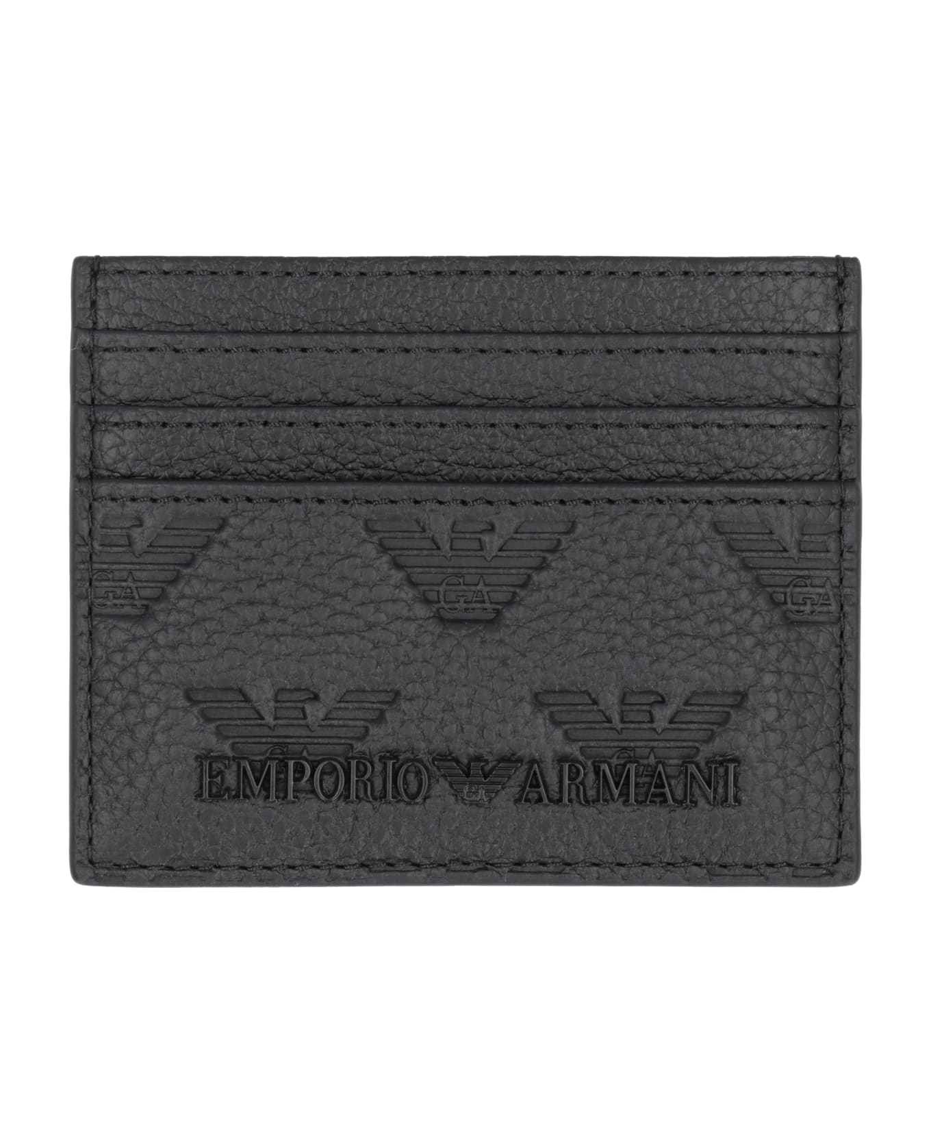 Emporio Armani Leather Card Holder - black