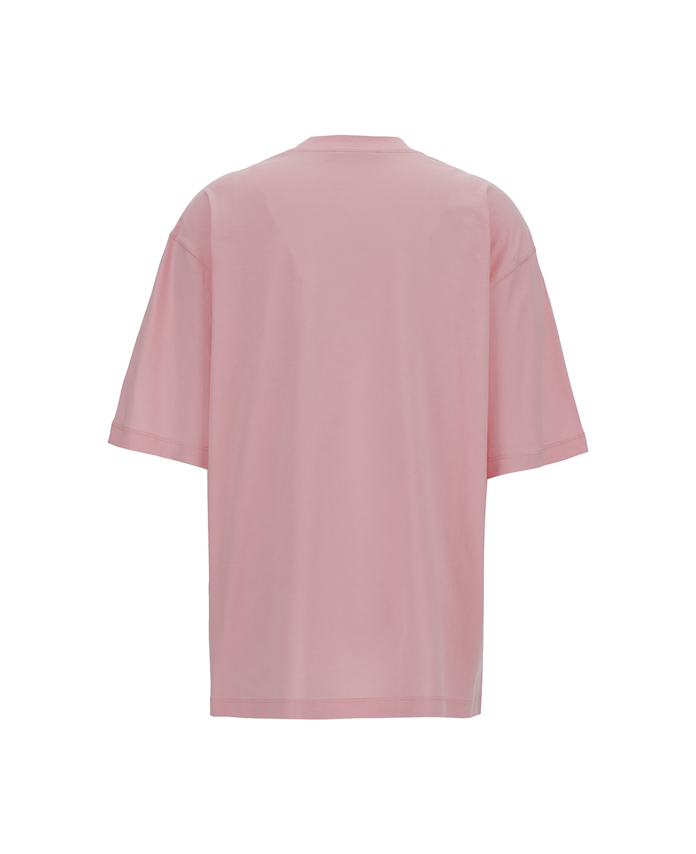 Marni Pink Crewneck T-shirt With Logo Print In Cotton Woman - Pink