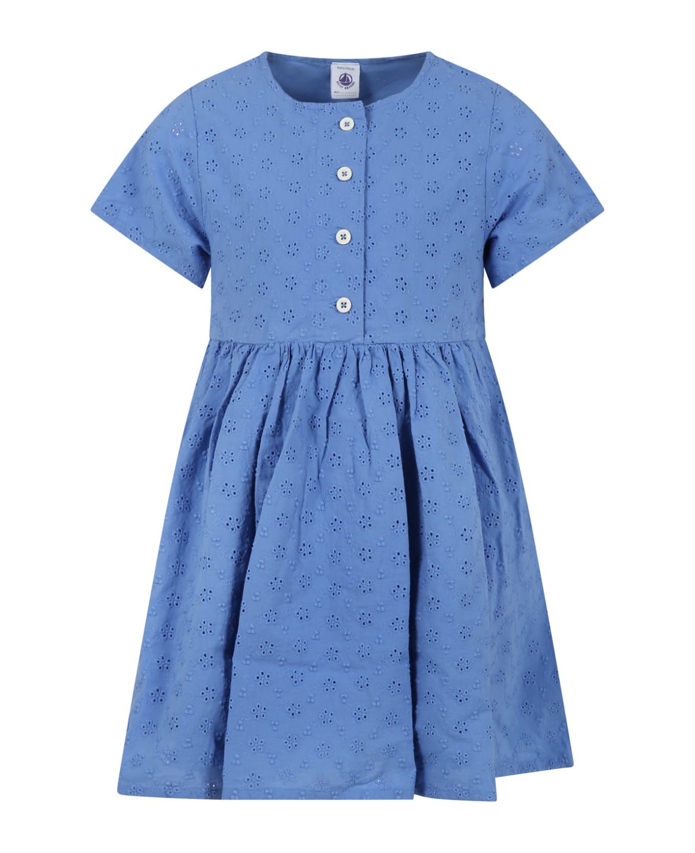 Petit Bateau Light Blue Dress For Girl - Light Blue