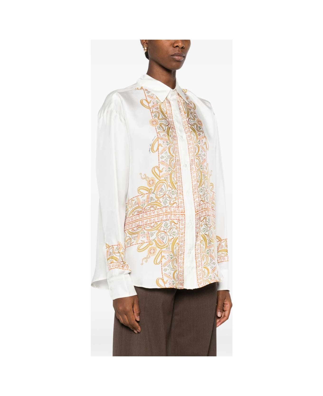 Pierre-Louis Mascia Embroidered Silk Shirt - White