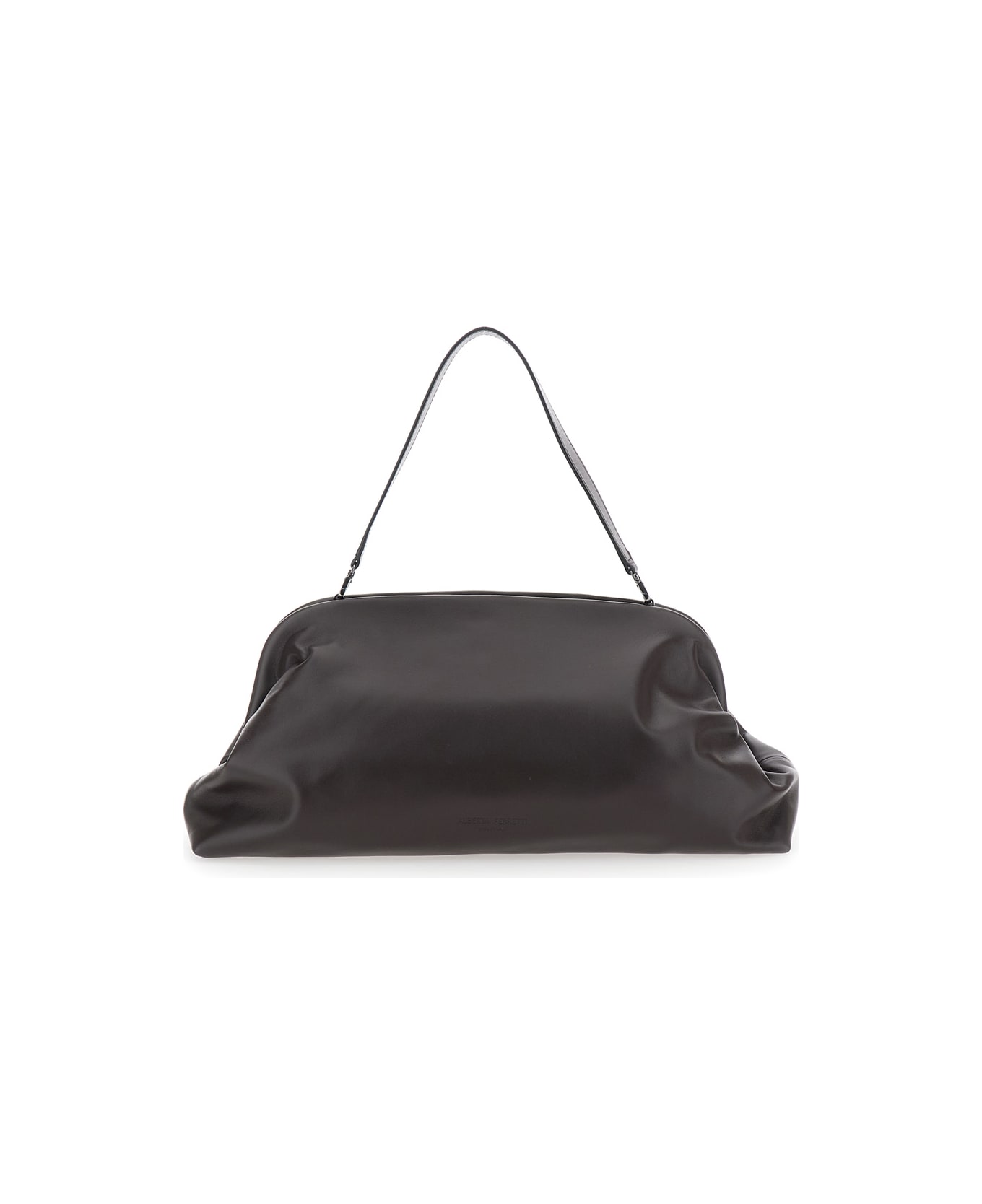Alberta Ferretti Brown Handbag With Removable Handle And Clasp Closure In Leather Woman - Brown