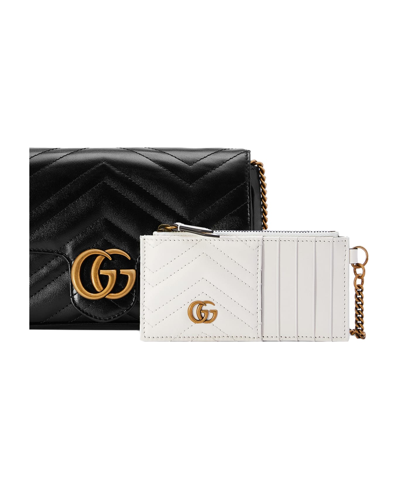 Gucci Gg Marmont Shoulder Bag - Black White