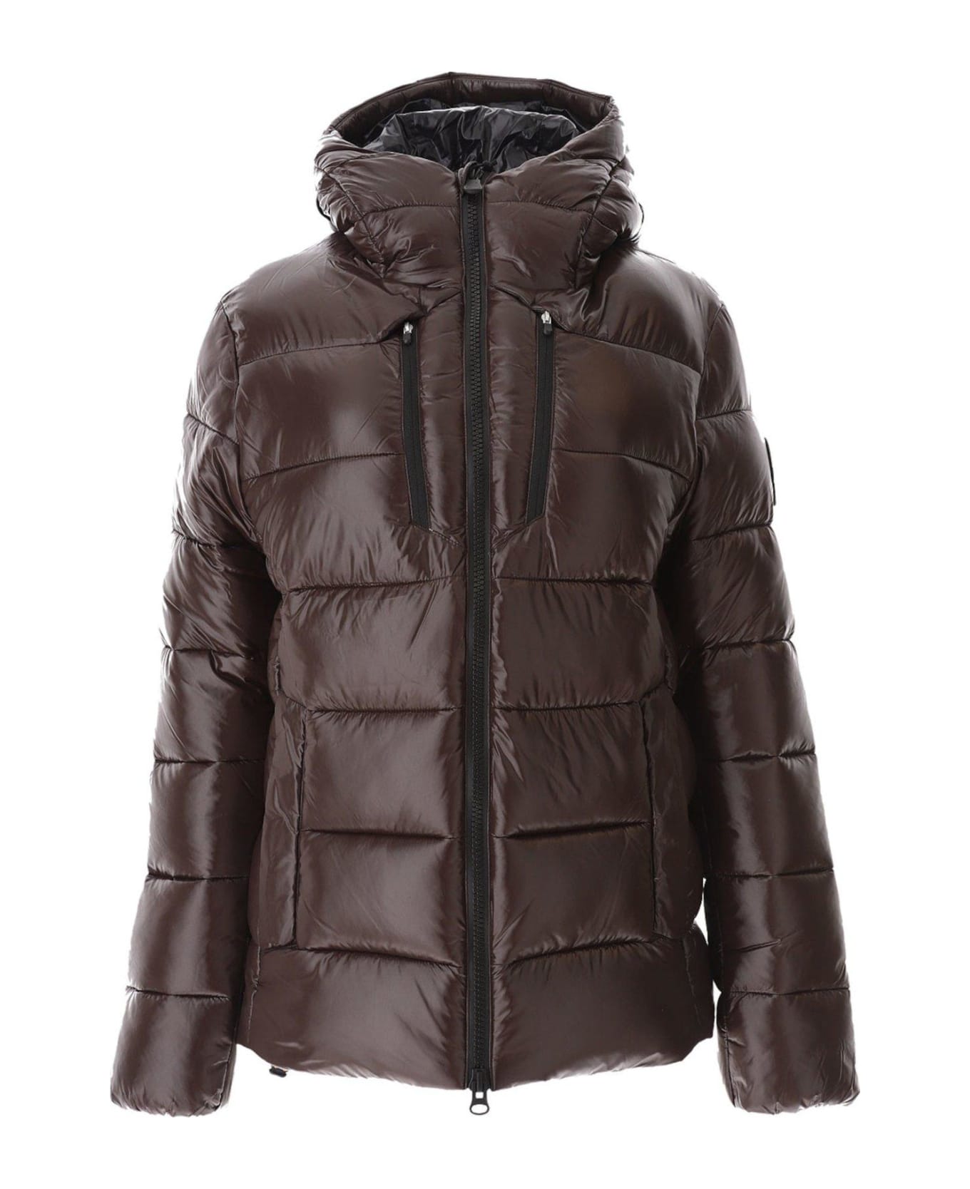 Save the Duck Hooded Puffer Jacket - Brown/black