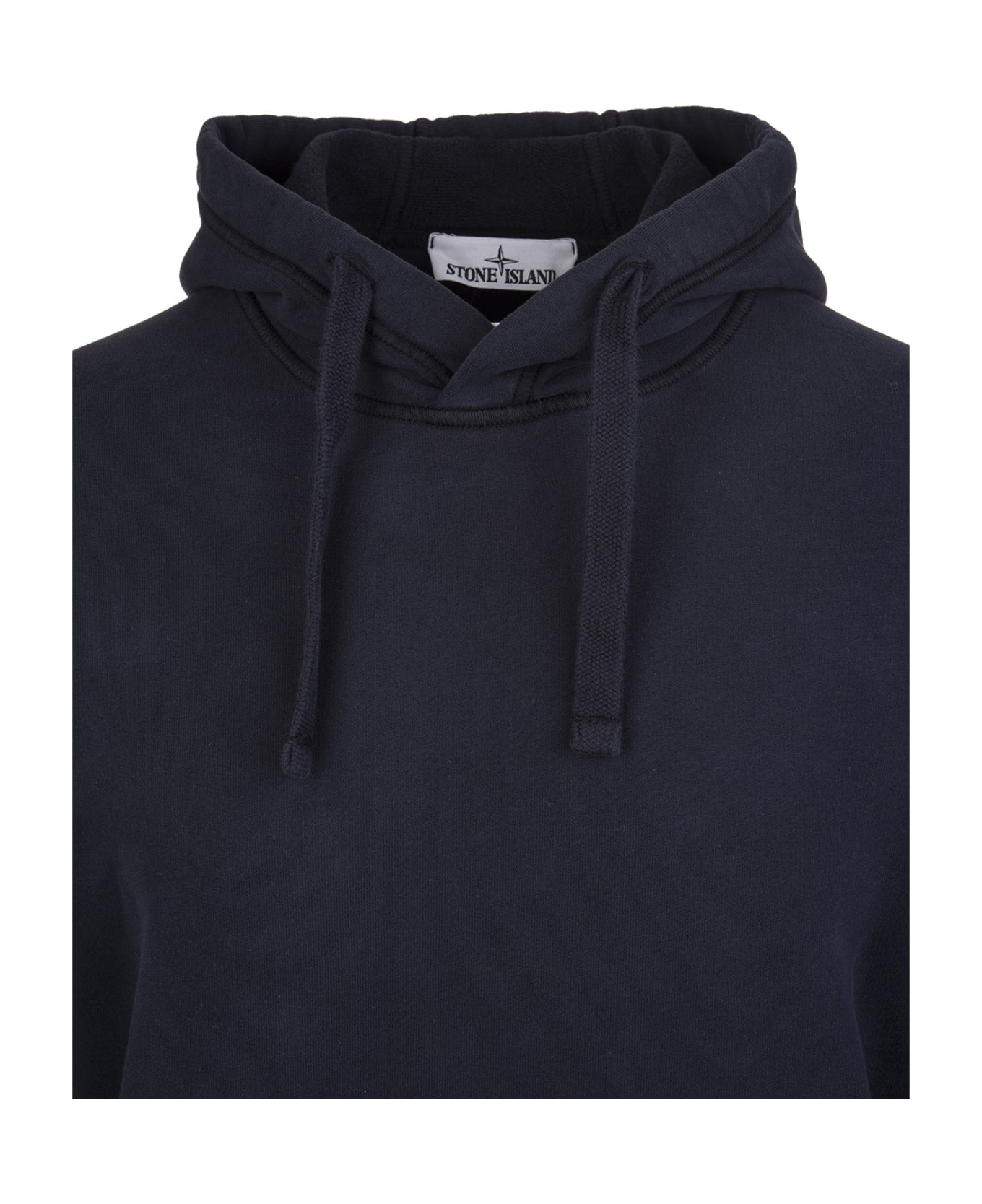 Stone Island Man Navy Blue Hoodie With Logo Patch