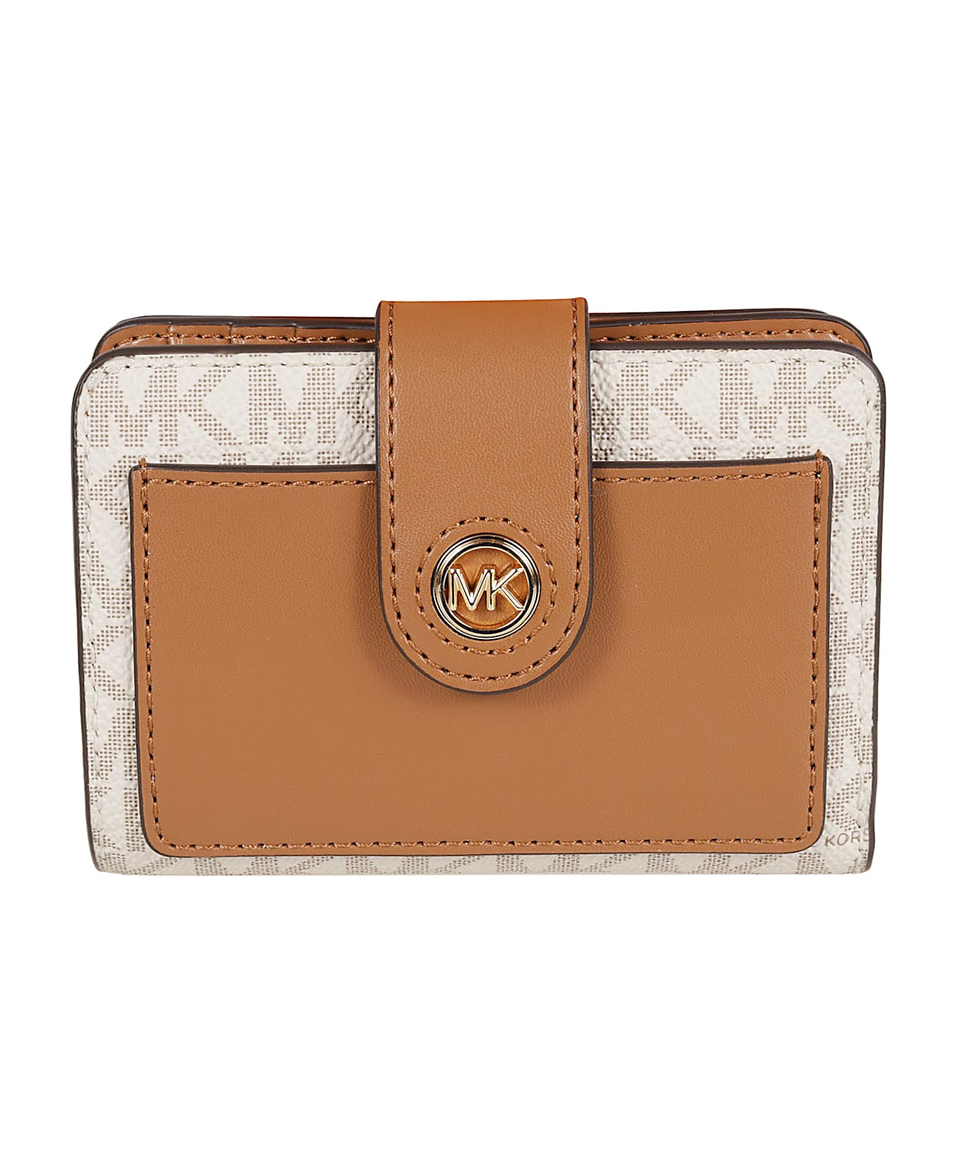 Michael Kors Logo Buttoned Card Case - VANILLA/ACRN