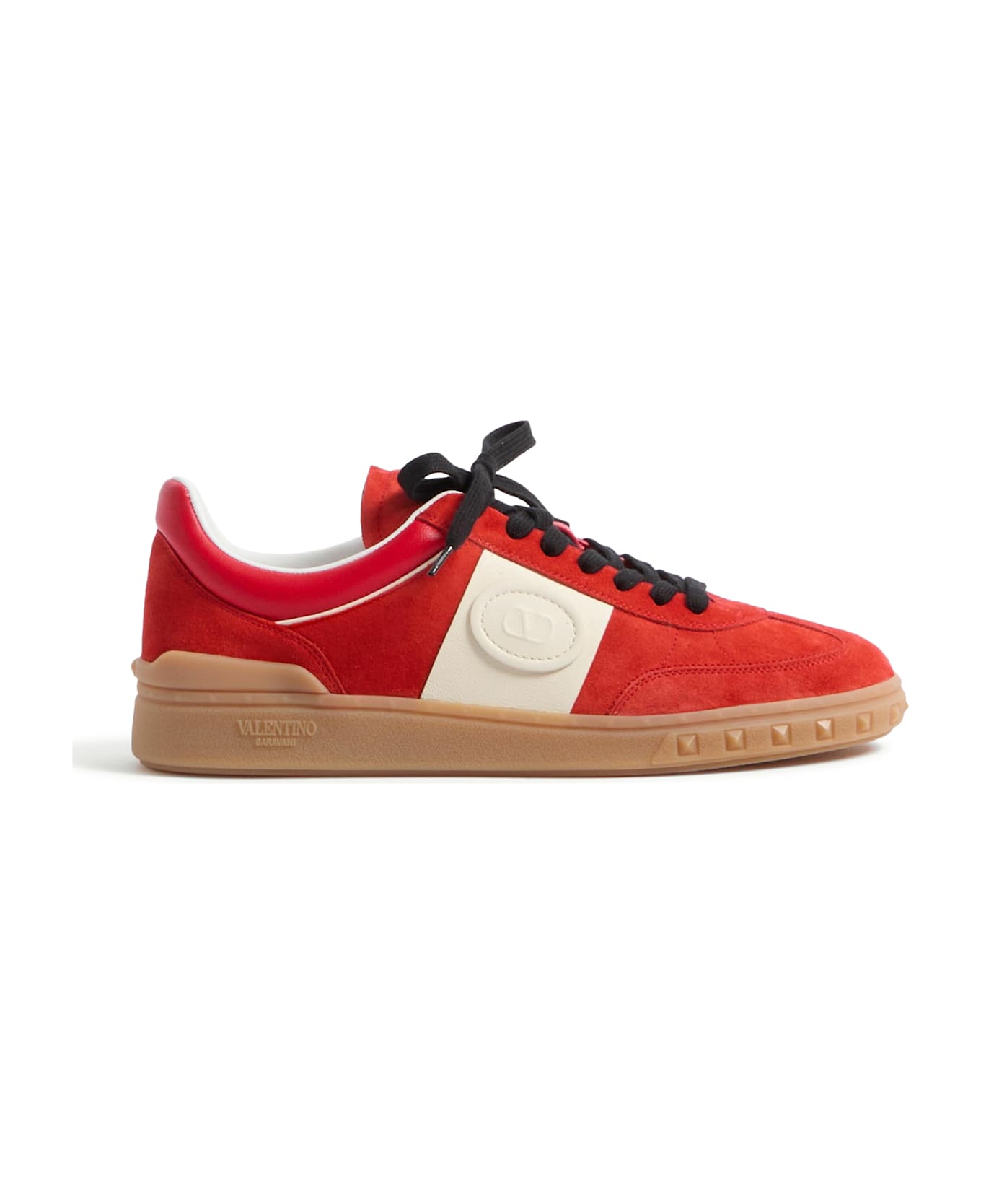 Valentino Garavani Upvillage Low Top Sneaker In Split Leather And Calfskin Nappa Leather - Red