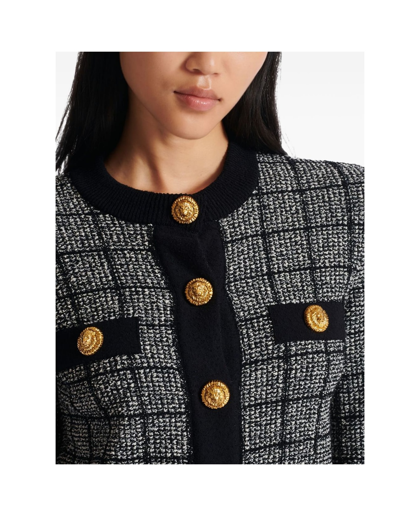 Balmain Tweed Cardigan - Black