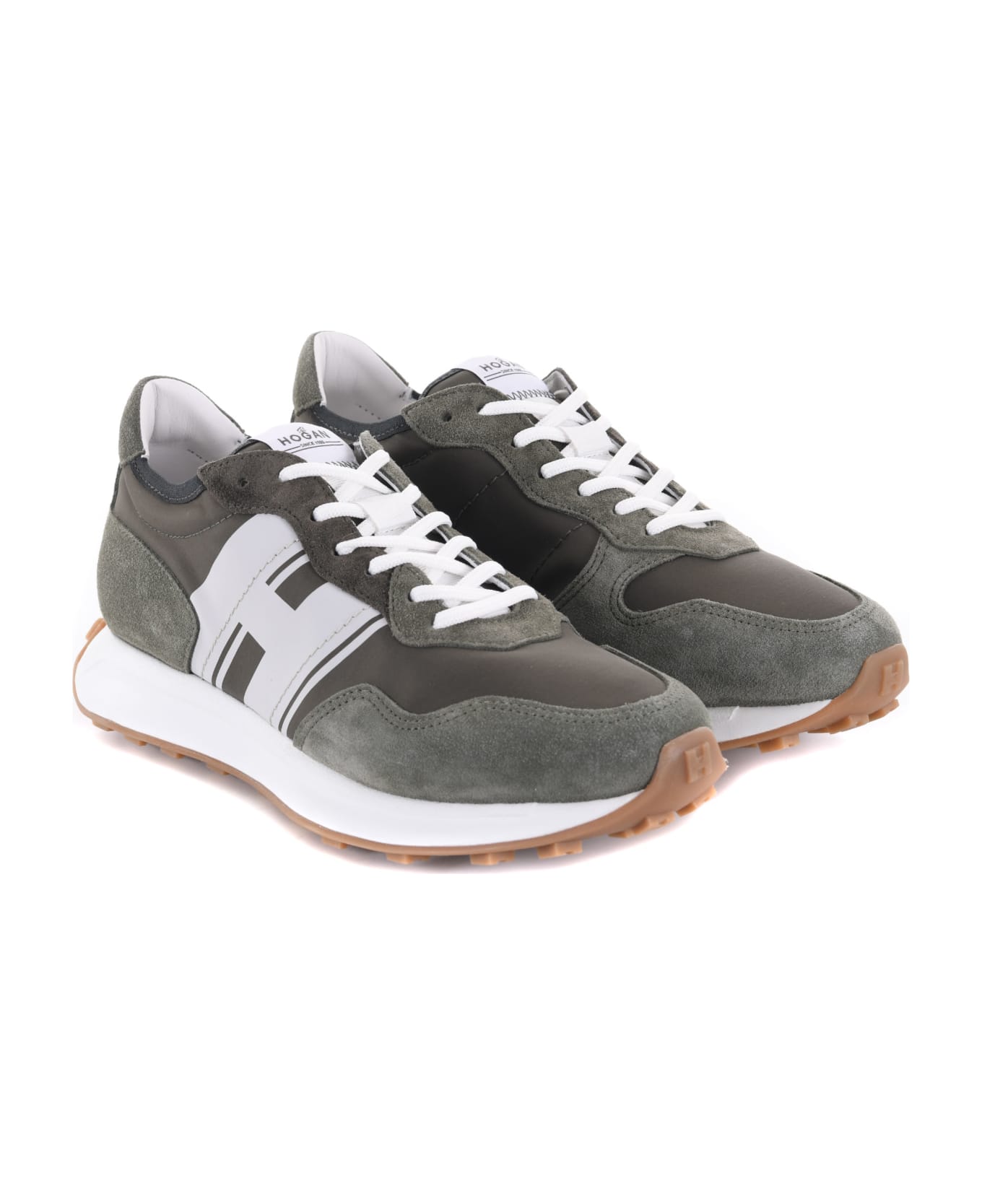 Hogan Sneakers In Suede And Nylon - Verde militare