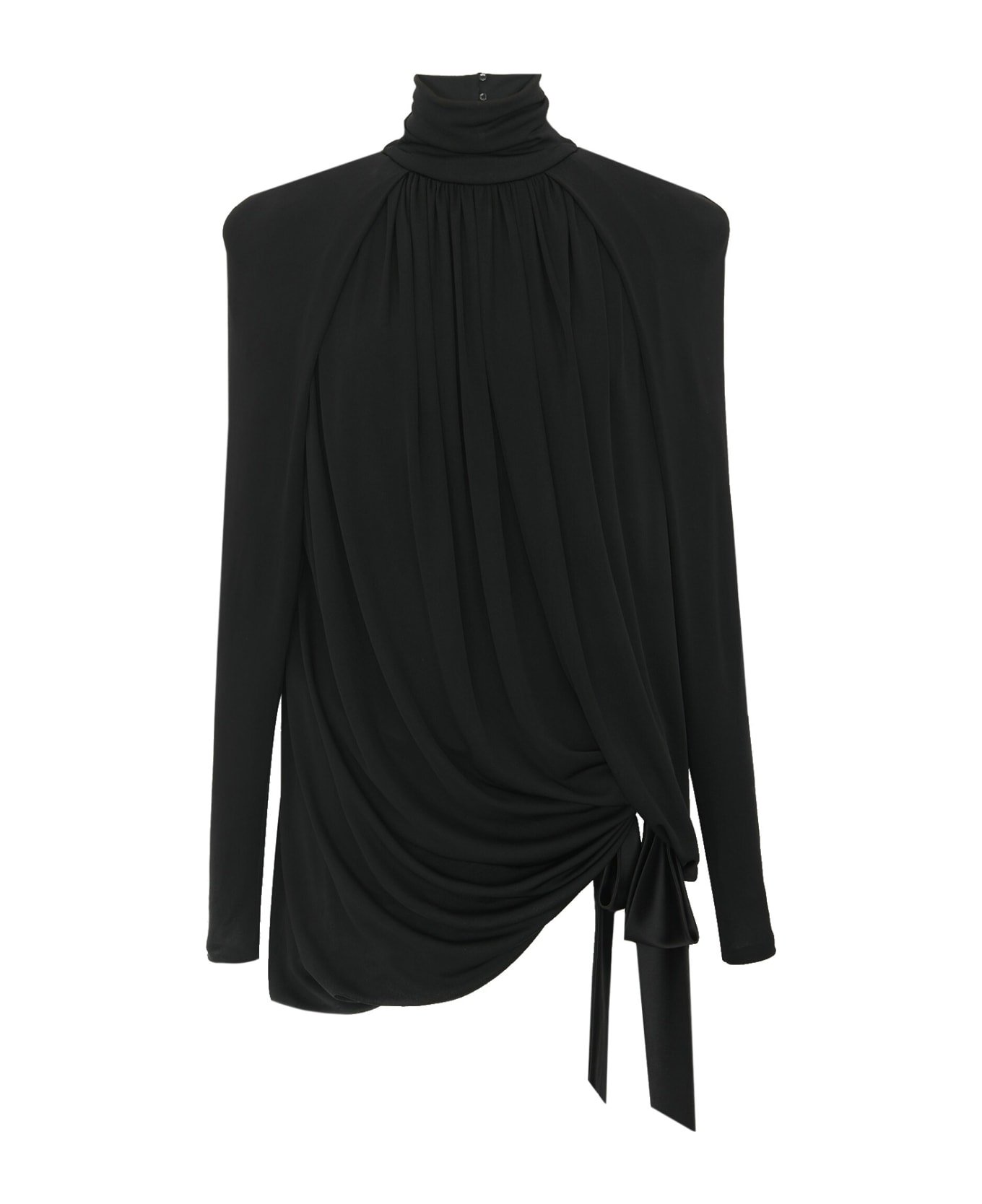 Saint Laurent Draped Jersey Dress - Black